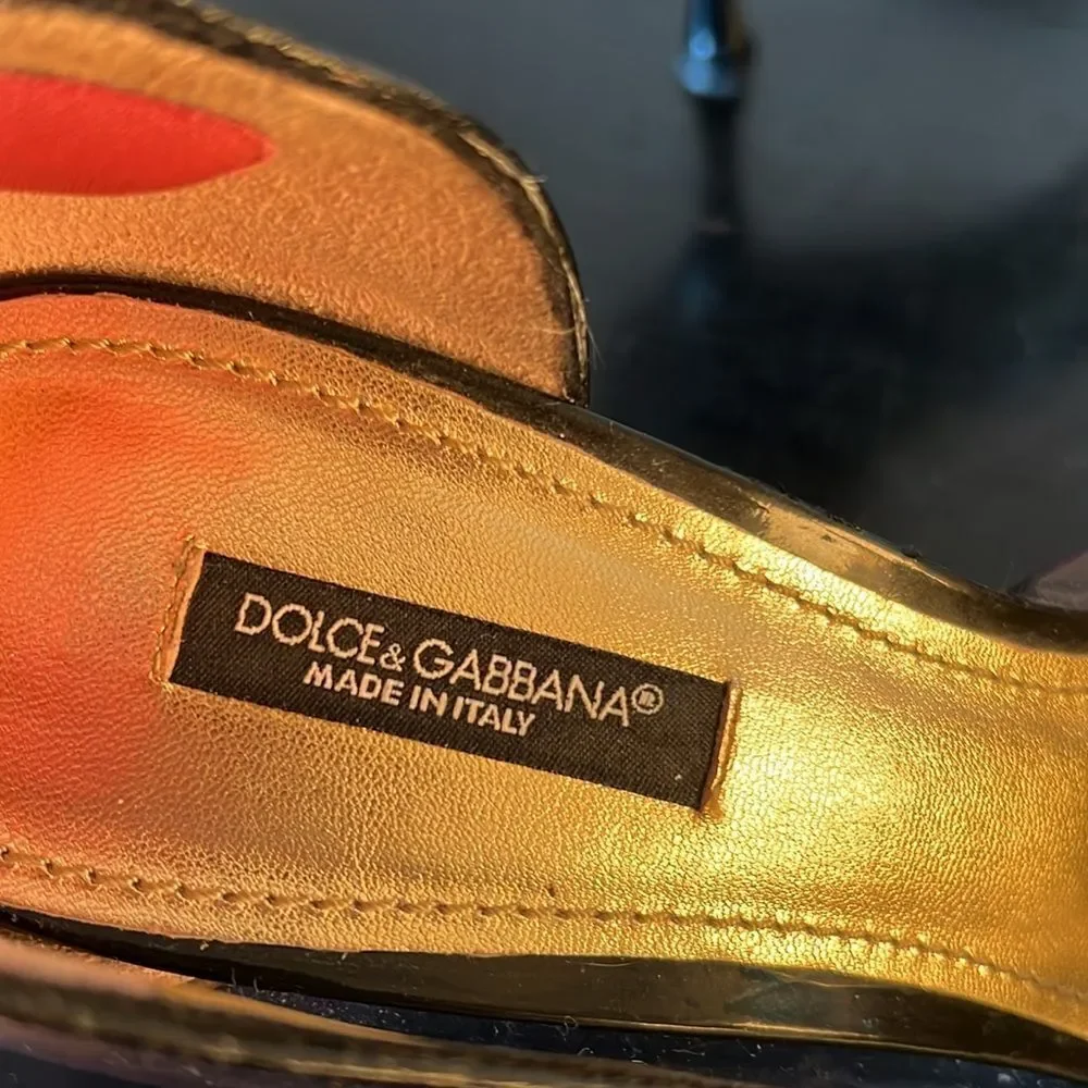 90s Dolce & Gabbana Black Patent Leather & Clear Cutout Heels